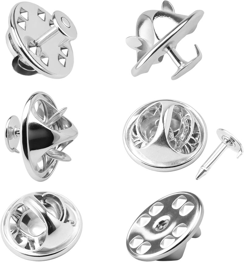 Notoke Butterfly Lapel Pin Backs, 30Pair Metal Pin Backs Locking Brooch Pins for Clothes Crafts Badge Insignia, Pin Back Replacement(Silver) - Image 1